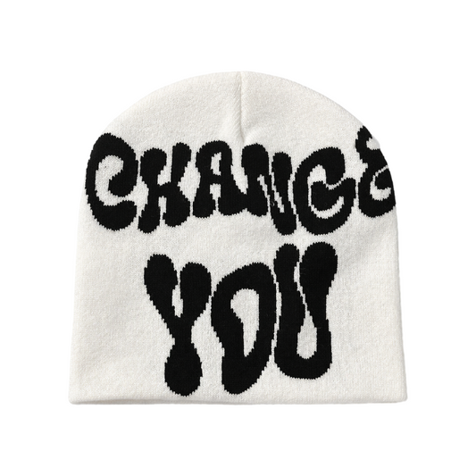 White Change You Jacquard Beanie