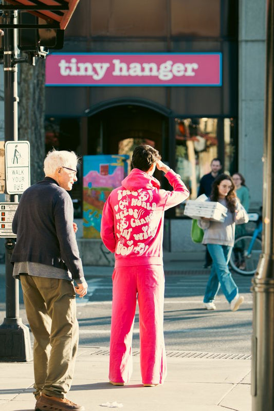 Change You Pink Embroidered Acid Wash Hoodie