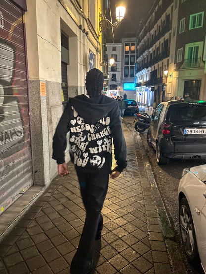 Change You Embroidered Acid Wash Hoodie