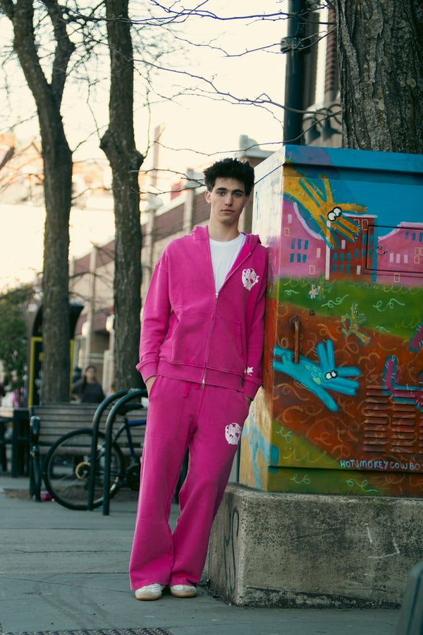 Change You Pink Embroidered Acid Wash Pants