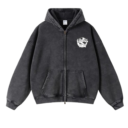 Change You Embroidered Acid Wash Hoodie